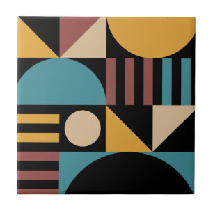 Minimalistisk geometrisk medelårhundradets moderna kakelplatta