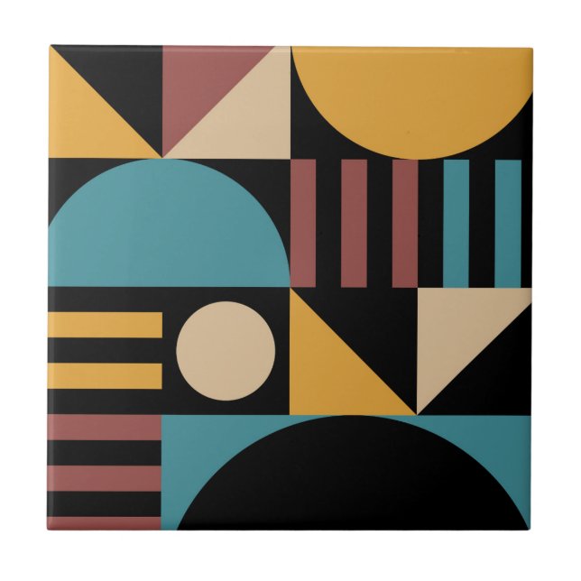 Minimalistisk geometrisk medelårhundradets moderna kakelplatta (Framsidan)