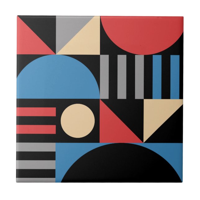 Minimalistisk geometrisk medelårhundradets moderna kakelplatta (Framsidan)