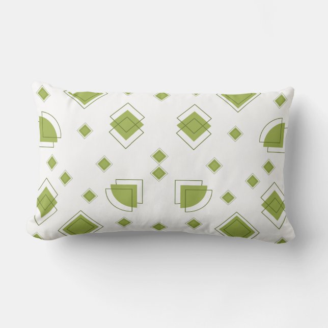 Minimalistisk geometrisk mönster i salvia grön  lumbarkudde (Framsida)