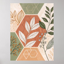 Minimalistisk geometrisk och botanisk Poster - hex