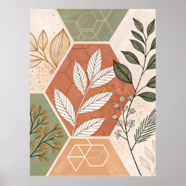 Minimalistisk geometrisk och botanisk Poster - hex