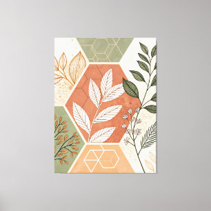 Minimalistisk geometrisk och botanisk stretched Ca Canvastryck