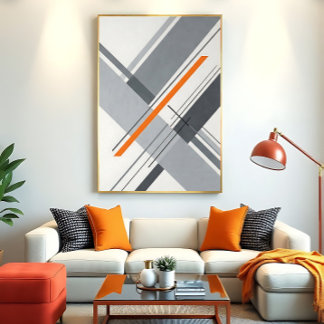 Minimalistisk geometrisk orange accent poster
