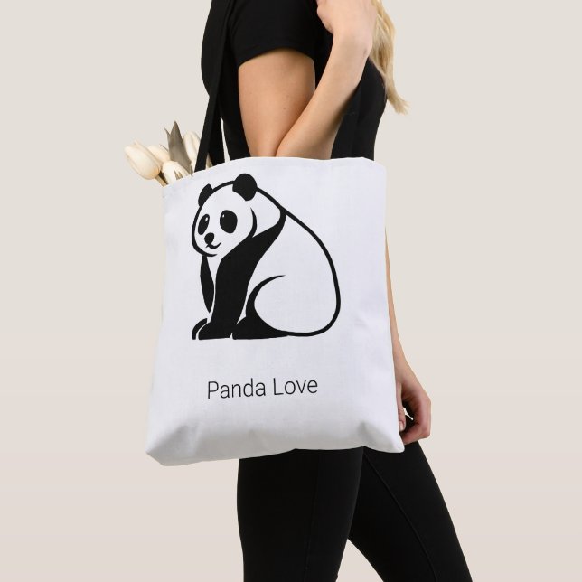 Minimalistisk Geometrisk Panda Tygkasse (Närbild)