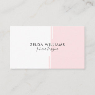 Minimalistisk geometrisk Rosa och vit Linjer och f Visitkort