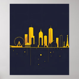 Minimalistisk geometrisk stadssilhuett poster