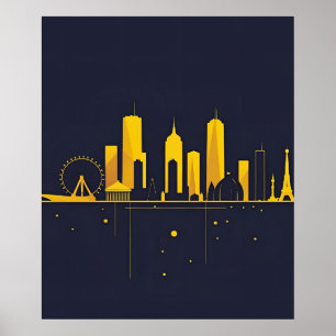 Minimalistisk geometrisk stadssilhuett  poster