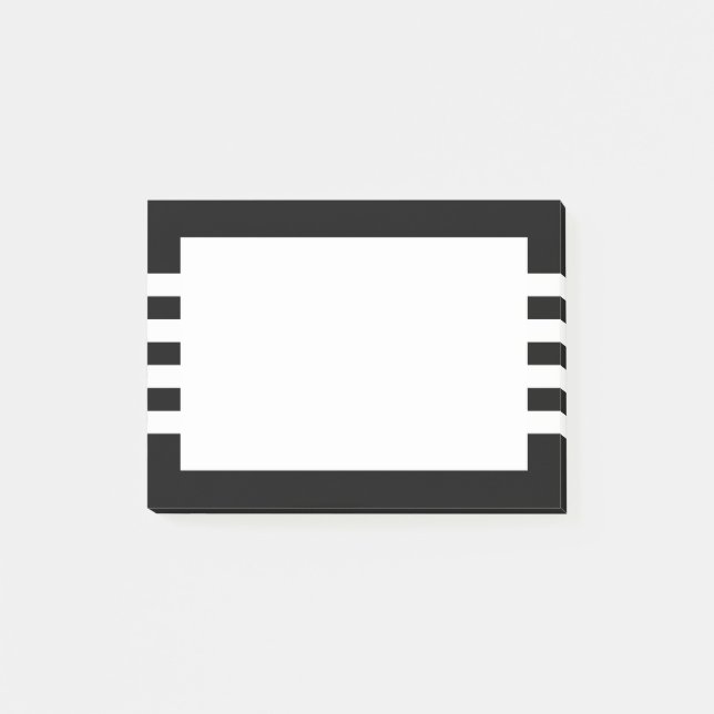 Minimalistisk geometrisk svart och vit Rand Post-it Block (Framsida)