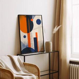 Minimalistisk geometrisk svartvitt och Orange Poster