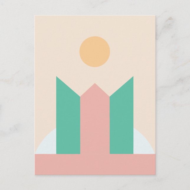 Minimalistisk geometrisk vykort (Framsida)