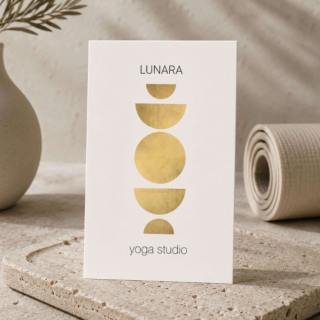 Minimalistisk geometrisk yogastudio Elfenben Visitkort (Skapare uppladdad)