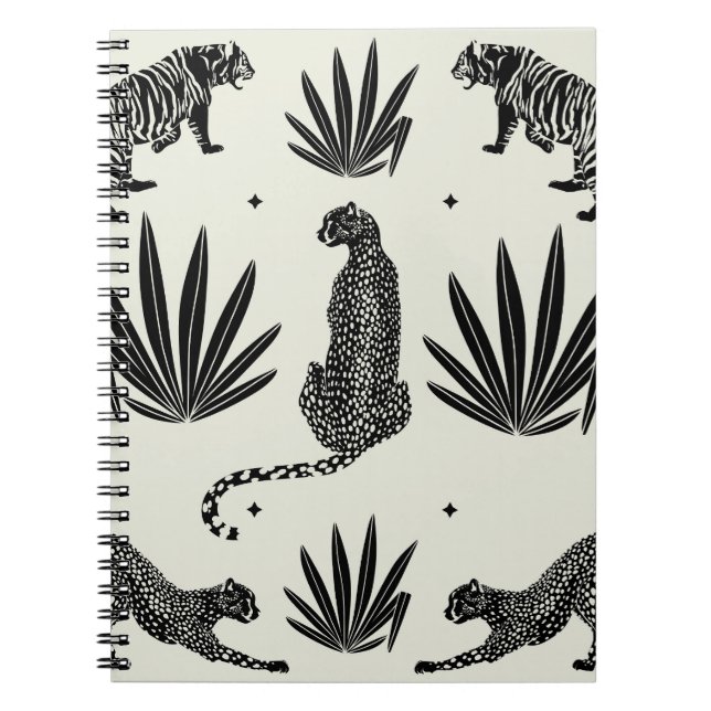 Minimalistisk Gepard-illustration Vintage Anteckningsbok (Framsidan)