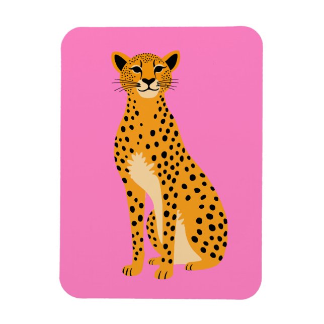 Minimalistisk Gepard på Rosa Magnet (Vertikal)