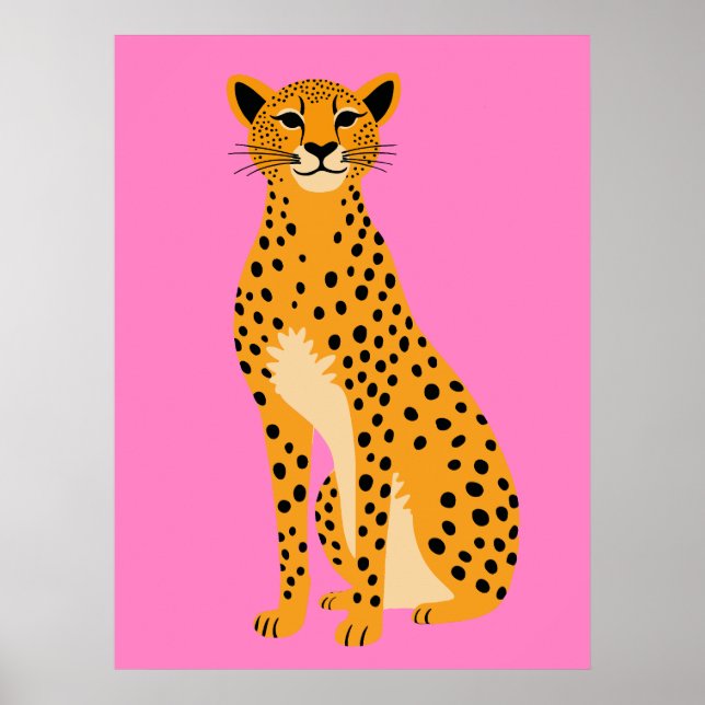 Minimalistisk Gepard på Rosa Poster (Framsidan)