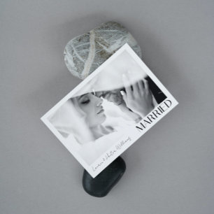 Minimalistisk, gift 2-fotoskript QR-kod Bröllop Meddelande