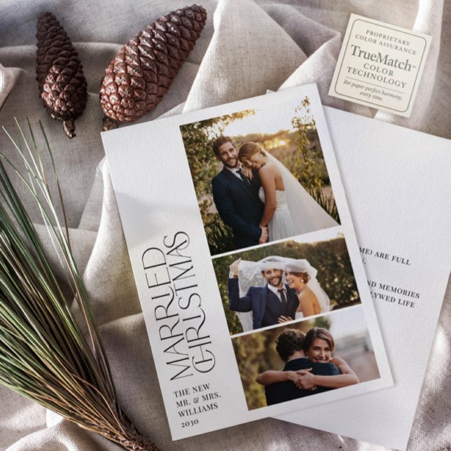 Minimalistisk gift jul Nyligen 3 foto Julkort (Skapare uppladdad)