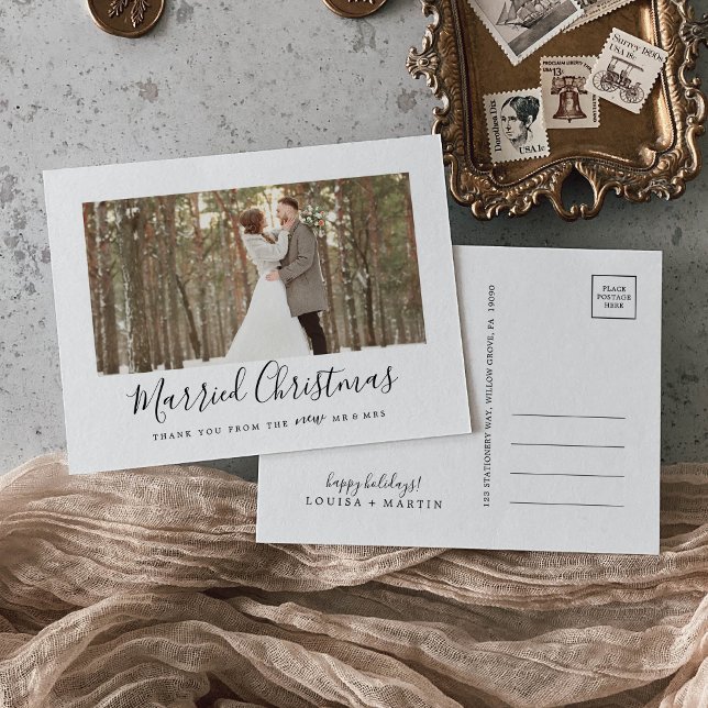 Minimalistisk, gift jul, nylodd Tack Helg Vykort (Skapare uppladdad)