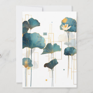 Minimalistisk Ginkgo Lotus Zen Line Julkort