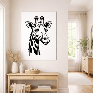 Minimalistisk Giraff Svart och Vitt Poster