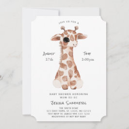 Minimalistisk Giraffe Baby Shower Inbjudningar