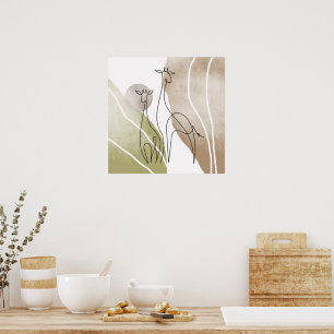 Minimalistisk Giraffe Continuous Line Art Teckning Poster