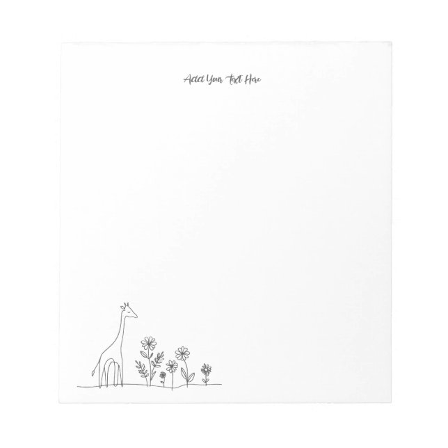 Minimalistisk Giraffe Flowers Line Art Teckning Anteckningsblock (Framsida)
