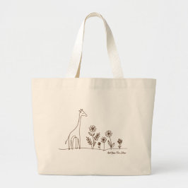 Minimalistisk Giraffe Flowers Line Art Teckning Jumbo Tygkasse