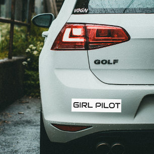 Minimalistisk GIRL-PILOT-typografi,enkel luftfart Bildekal