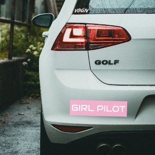 Minimalistisk GIRL PILOT-typografi, Rosa, luftfart Bildekal