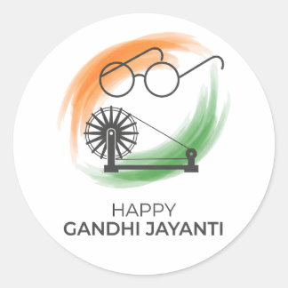 Minimalistisk Glad Gandhi Jayanti Vektorgrafik Kli Runt Klistermärke