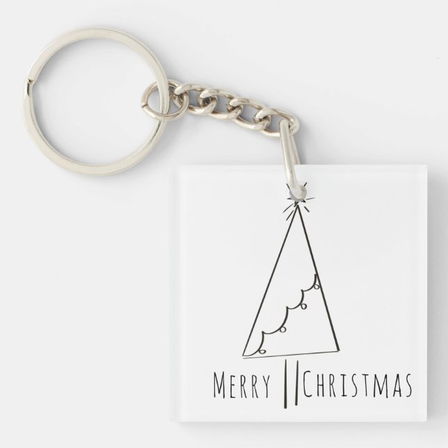 Minimalistisk Glad jul gran Linje Konst  (Framsidan)