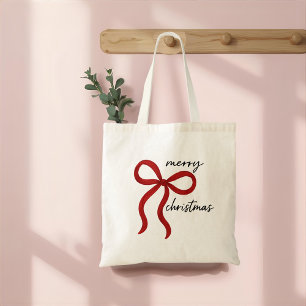 Minimalistisk Glad Jul Röd Slinga  Tygkasse