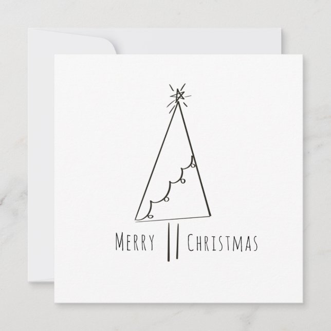 Minimalistisk Glad Jul Träd Linje Konst (Framsida)