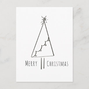 Minimalistisk Glad Jul Träd Linje Konst Vykort