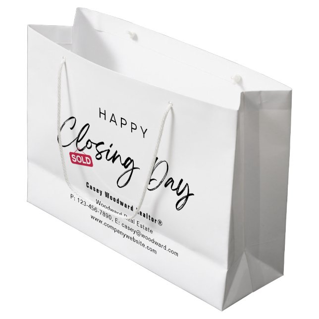 Minimalistisk Glad stängningsdag Såld av mäklare (Framsidan Vinklad)