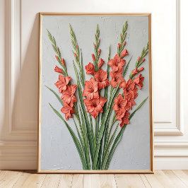 Minimalistisk Gladiolus Väggkonst - Finkonst Canva