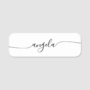 Minimalistisk Glam Centrerad Signaturskrift Namnbricka
