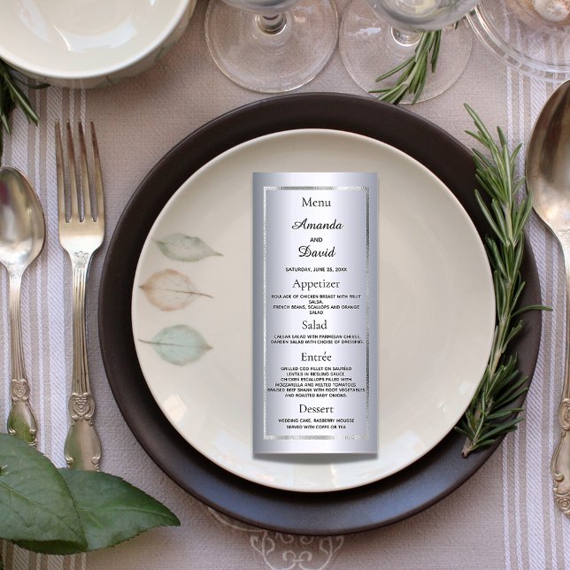 Minimalistisk glam för elegant av bröllop Menu sil Reklamkort (Skapare uppladdad)