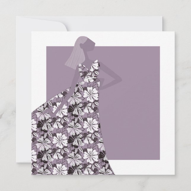 Minimalistisk Glamour Mode Illustrationskonstkort Inbjudningar (Framsida)