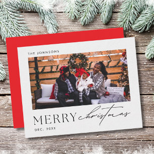 Minimalistisk God Jul Familjefotokort Julkort