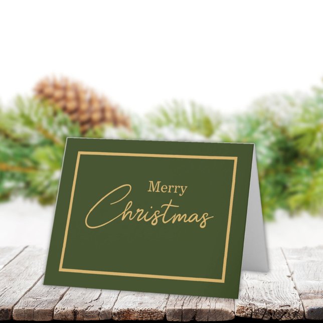 Minimalistisk God jul Grönt och Guld Helgkort (Skapare uppladdad)