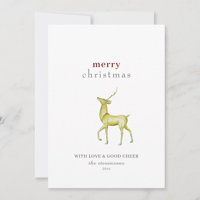 Minimalistisk God Jul Guld Ren Julkort (Framsida)