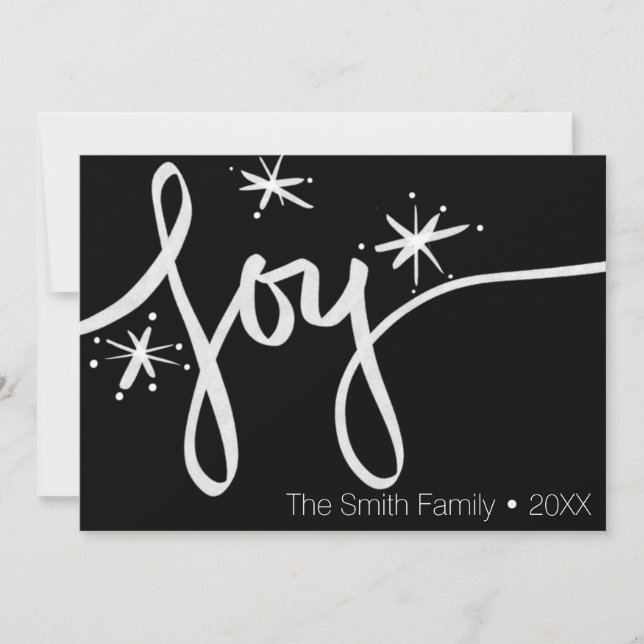 Minimalistisk God Jul Handritad Glädje Skrift Julkort (Framsida)