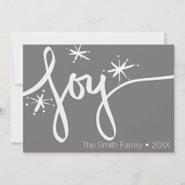 Minimalistisk God Jul Handritad Glädje Skrift Julkort (Framsida)