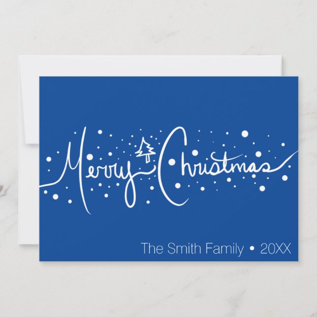 Minimalistisk God Jul Handritad Snö Julkort (Framsida)