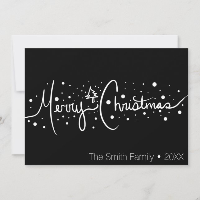 Minimalistisk God Jul Handritad Snö Julkort (Framsida)