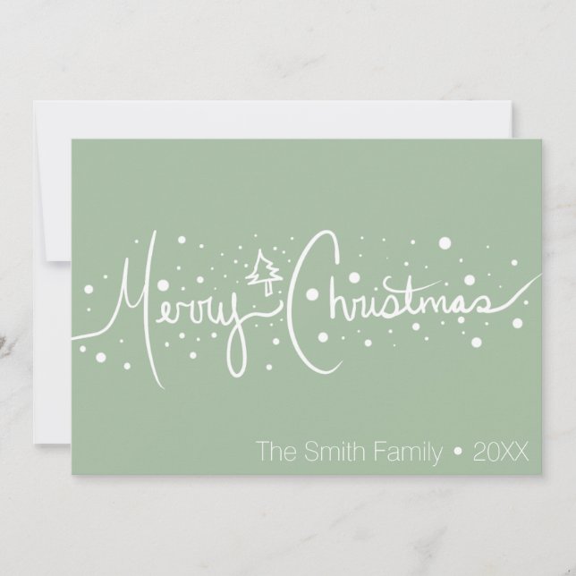 Minimalistisk God Jul Handritad Snö Julkort (Framsida)