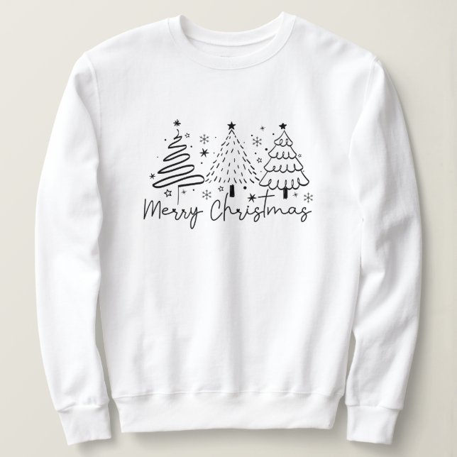 Minimalistisk God jul i Svartvit Träd T Shirt (Design framsida)
