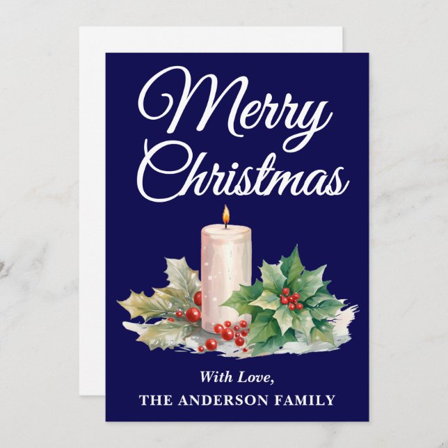 Minimalistisk God jul-marin blå Julkort (Fram/baksida)